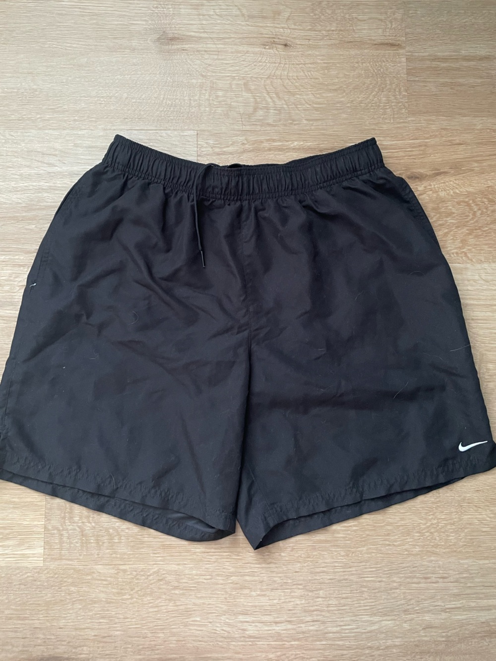 Nike Black Men's Athletic Shorts with White Swoosh